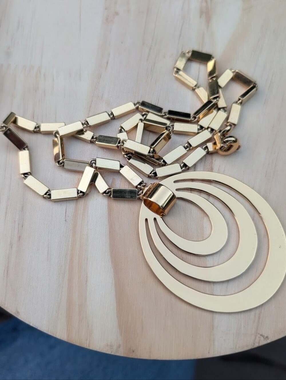 Vintage Monet Mid Century Modern Bold Gold Necklace Pendant